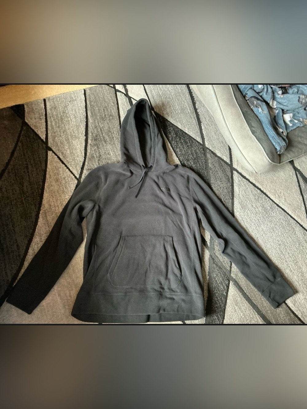 Size Large - The North Face Black Polartec Hoodie Sweatshirt Stitch Logo Vintage